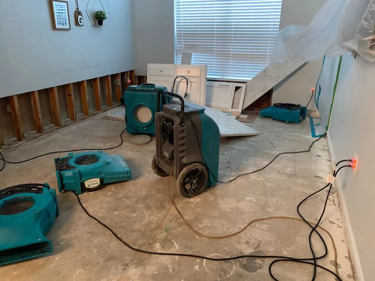 Dehumidifier in flood-cut room for Water Damage Restoration in Sanibel