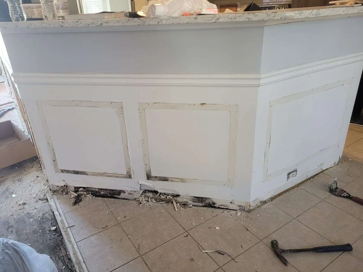 Water damage and mold on kitchen during Burst Pipe Cleanup in Sanibel